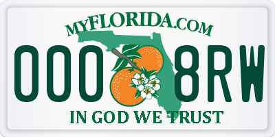 FL license plate 0008RW