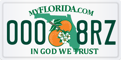 FL license plate 0008RZ