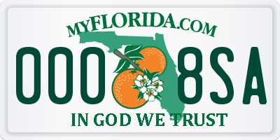 FL license plate 0008SA