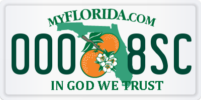 FL license plate 0008SC
