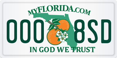 FL license plate 0008SD