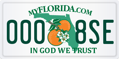 FL license plate 0008SE