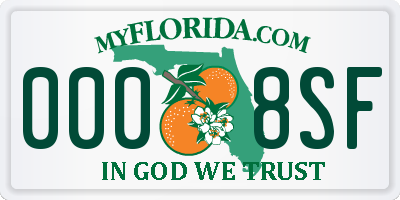 FL license plate 0008SF