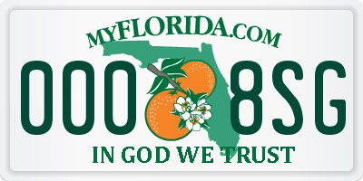 FL license plate 0008SG