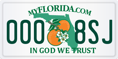 FL license plate 0008SJ