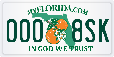 FL license plate 0008SK