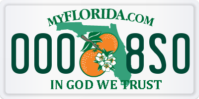 FL license plate 0008SO