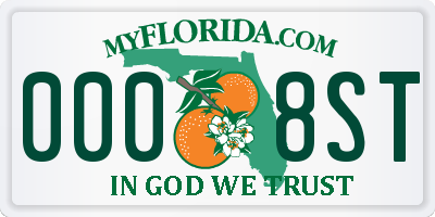 FL license plate 0008ST