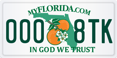 FL license plate 0008TK