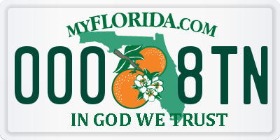 FL license plate 0008TN