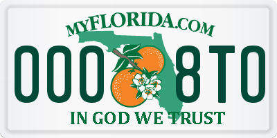 FL license plate 0008TO