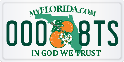 FL license plate 0008TS