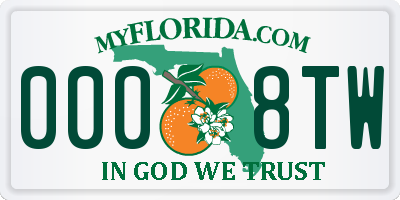 FL license plate 0008TW