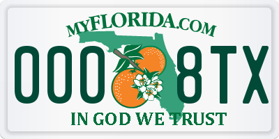 FL license plate 0008TX