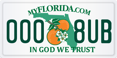 FL license plate 0008UB