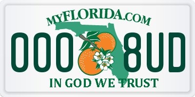 FL license plate 0008UD