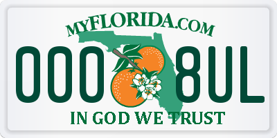 FL license plate 0008UL