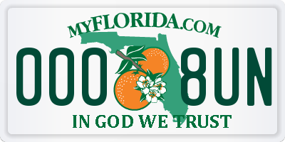 FL license plate 0008UN