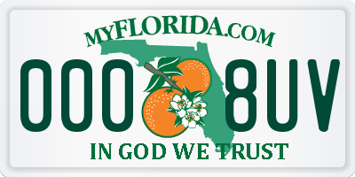 FL license plate 0008UV