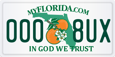 FL license plate 0008UX