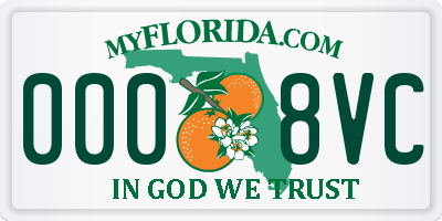 FL license plate 0008VC