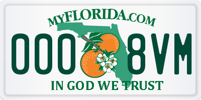 FL license plate 0008VM