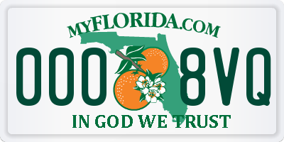 FL license plate 0008VQ