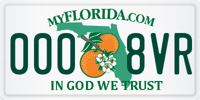 FL license plate 0008VR