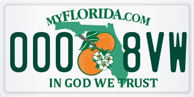 FL license plate 0008VW