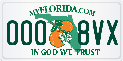 FL license plate 0008VX