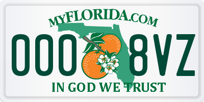 FL license plate 0008VZ