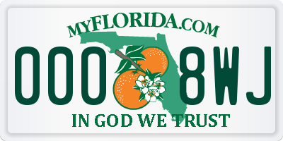 FL license plate 0008WJ