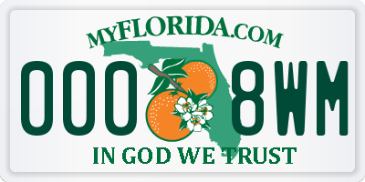 FL license plate 0008WM