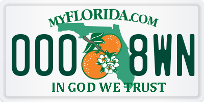 FL license plate 0008WN