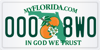 FL license plate 0008WO