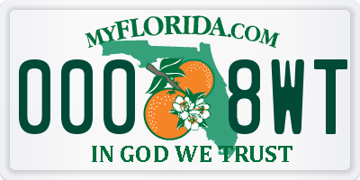 FL license plate 0008WT