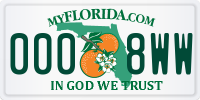 FL license plate 0008WW