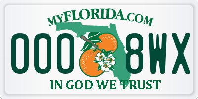 FL license plate 0008WX