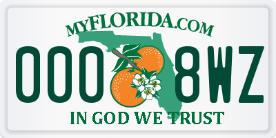 FL license plate 0008WZ