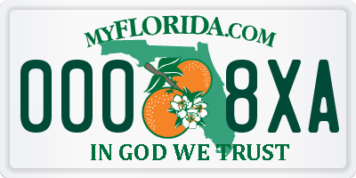 FL license plate 0008XA