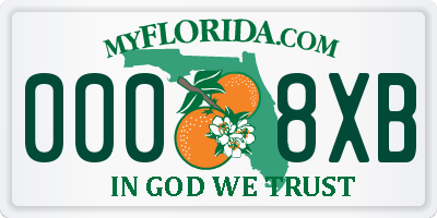 FL license plate 0008XB