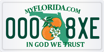 FL license plate 0008XE