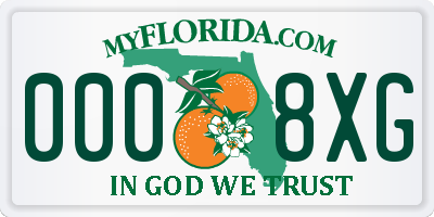 FL license plate 0008XG