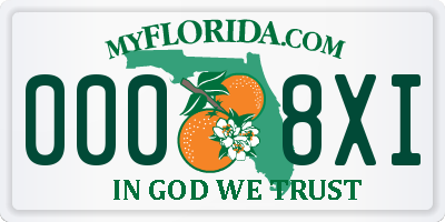 FL license plate 0008XI