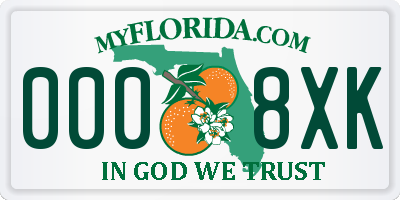 FL license plate 0008XK