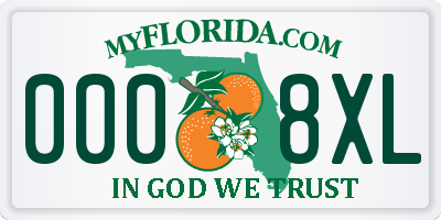 FL license plate 0008XL