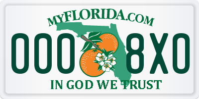 FL license plate 0008XO