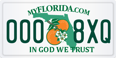 FL license plate 0008XQ