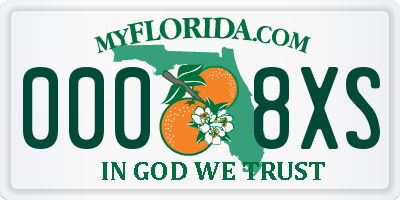 FL license plate 0008XS