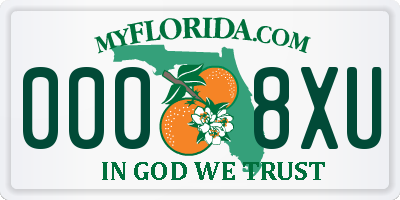 FL license plate 0008XU